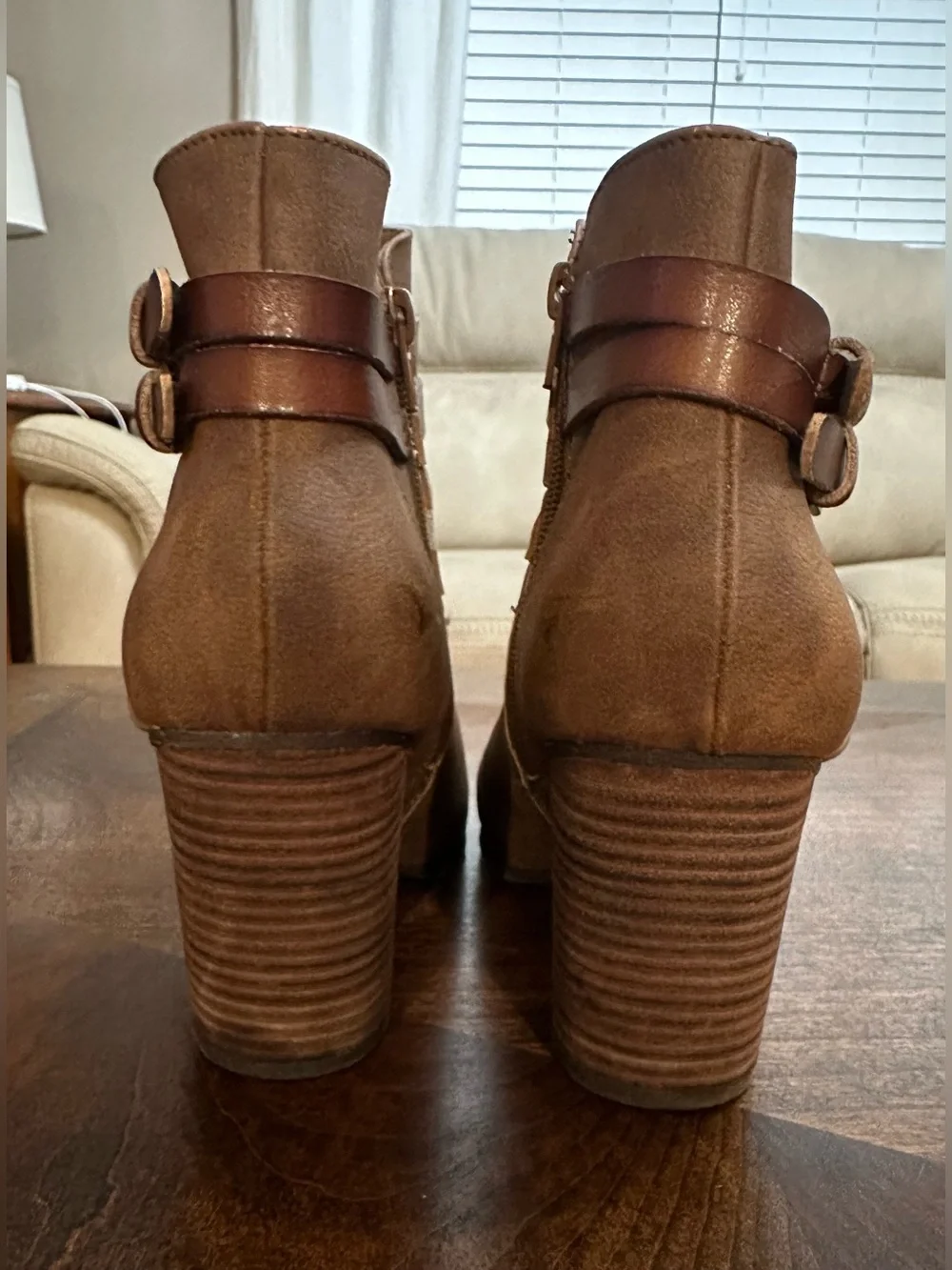Madden Girl Women's Brown Ankle Booties with Buckle Straps